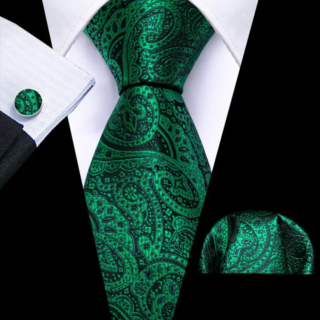 floral pattern Green Mint Teal Silk Men Tie Set