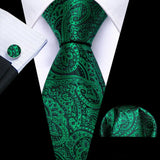 floral pattern Green Mint Teal Silk Men Tie Set