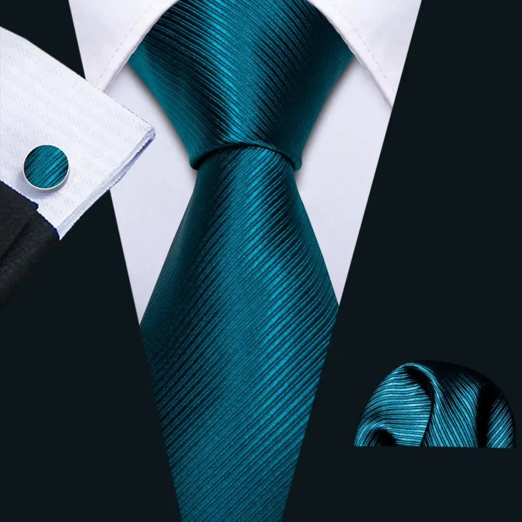 blue Teal Silk Men Tie Set