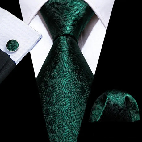 geometric pattern Green Mint Teal Silk Men Tie Set