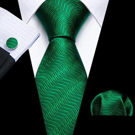 Geometric Green Mint Teal Silk Men Tie Set