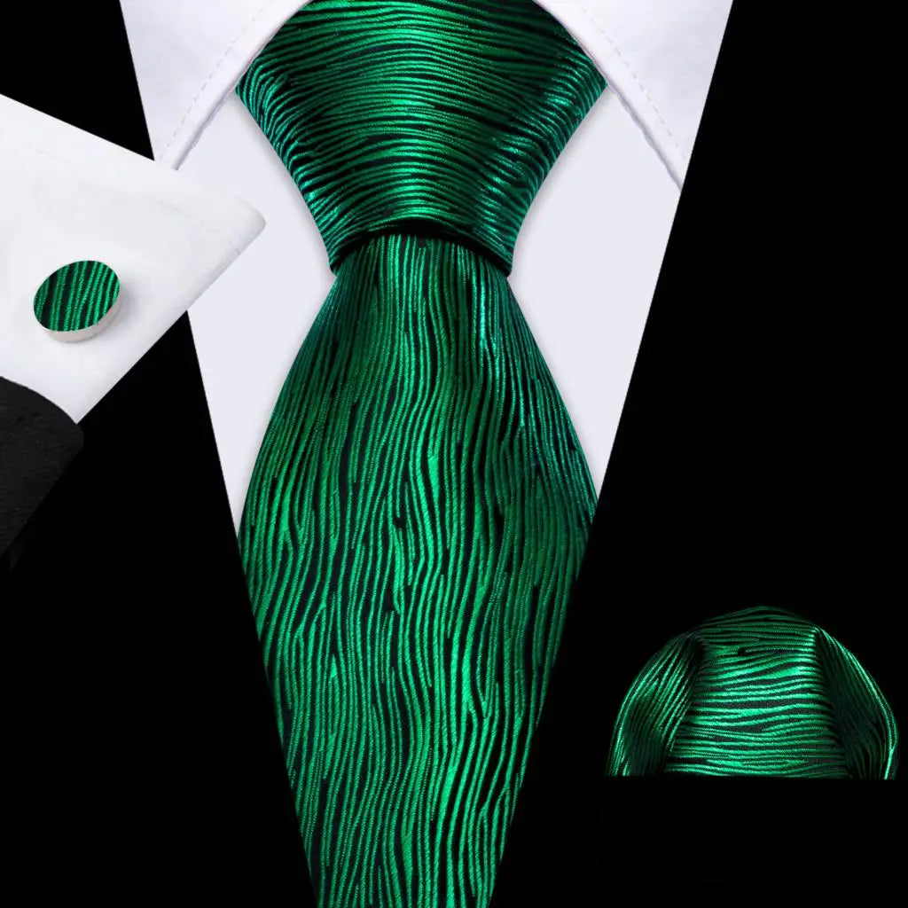geometric pattern Green Mint Teal Silk Men Tie Set