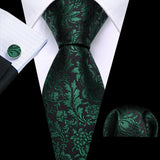 floral pattern Green Mint Teal Silk Men Tie Set