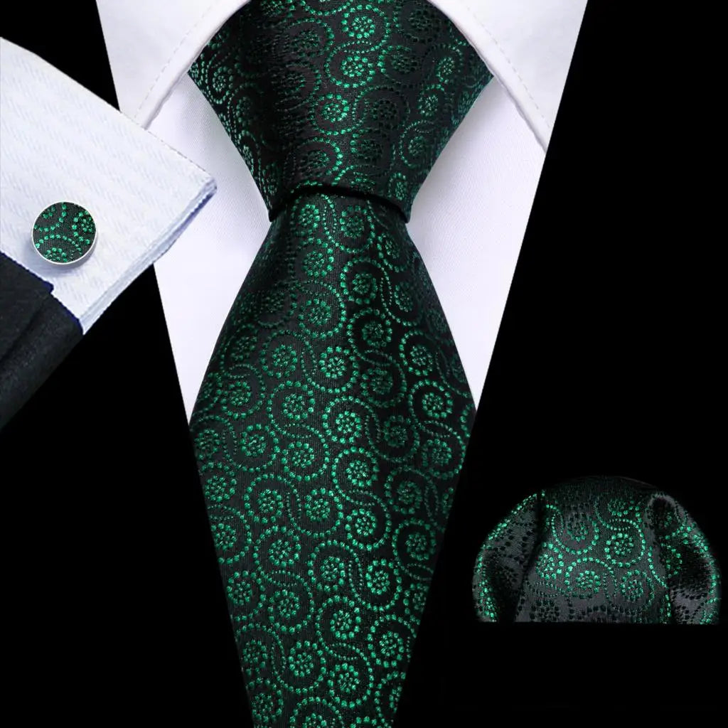 floral pattern Green Mint Teal Silk Men Tie Set