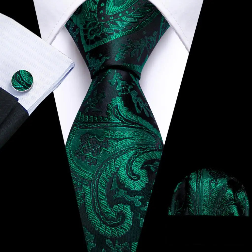 floral pattern Green Mint Teal Silk Men Tie Set