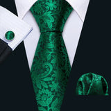 floral pattern Green Mint Teal Silk Men Tie Set