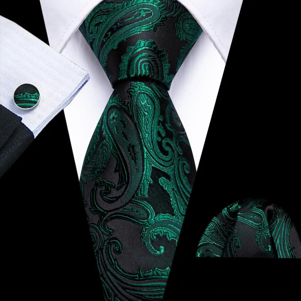 floral pattern Green Mint Teal Silk Men Tie Set
