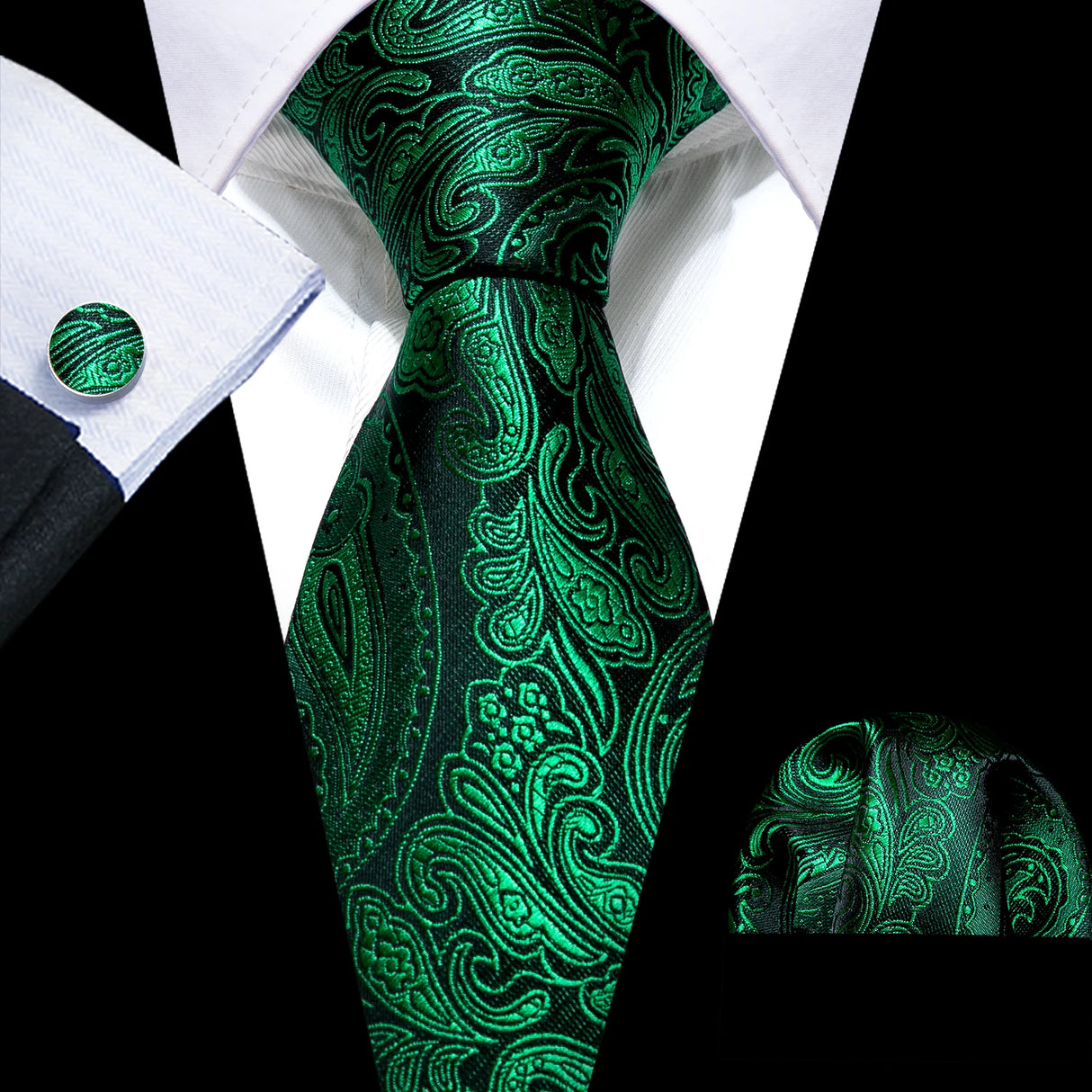 floral pattern Green Mint Teal Silk Men Tie Set