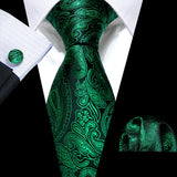 floral pattern Green Mint Teal Silk Men Tie Set