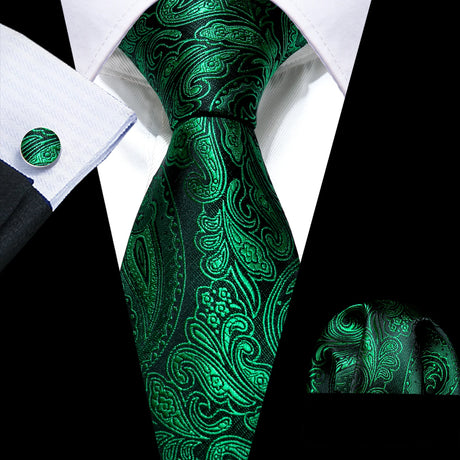 floral pattern Green Mint Teal Silk Men Tie Set