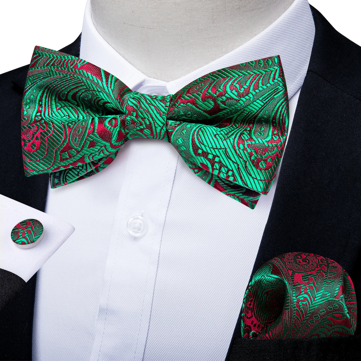 Green Red Unique Pre-tied Bowtie