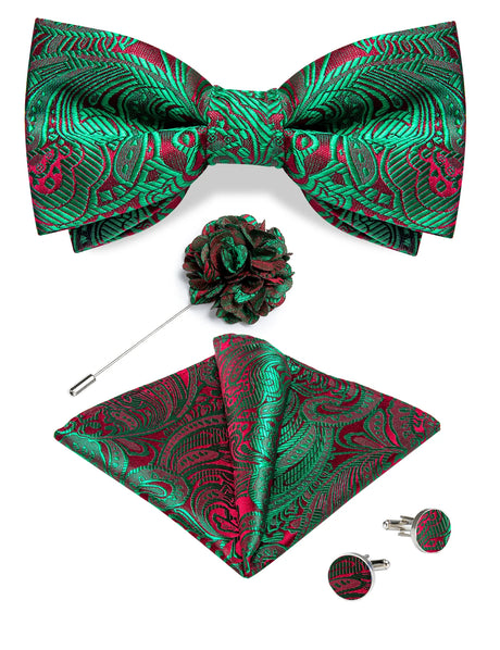 Green Red Unique Pre-tied Bowtie