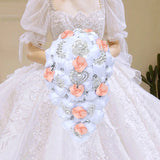 White Pink Waterfall Bridal Flower Bouquets