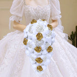 White Gold Waterfall Bridal Flower Bouquets
