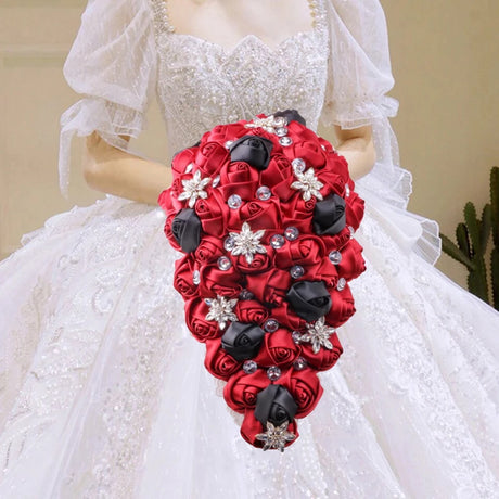Red Waterfall Bridal Flower Bouquets