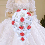 White Pink Waterfall Bridal Flower Bouquets