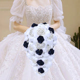 White Black Waterfall Bridal Flower Bouquets