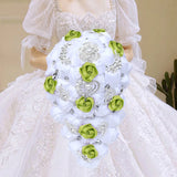 White Green Waterfall Bridal Flower Bouquets