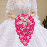 Pink Waterfall Bridal Flower Bouquets