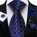 blue diamond pattern tie set