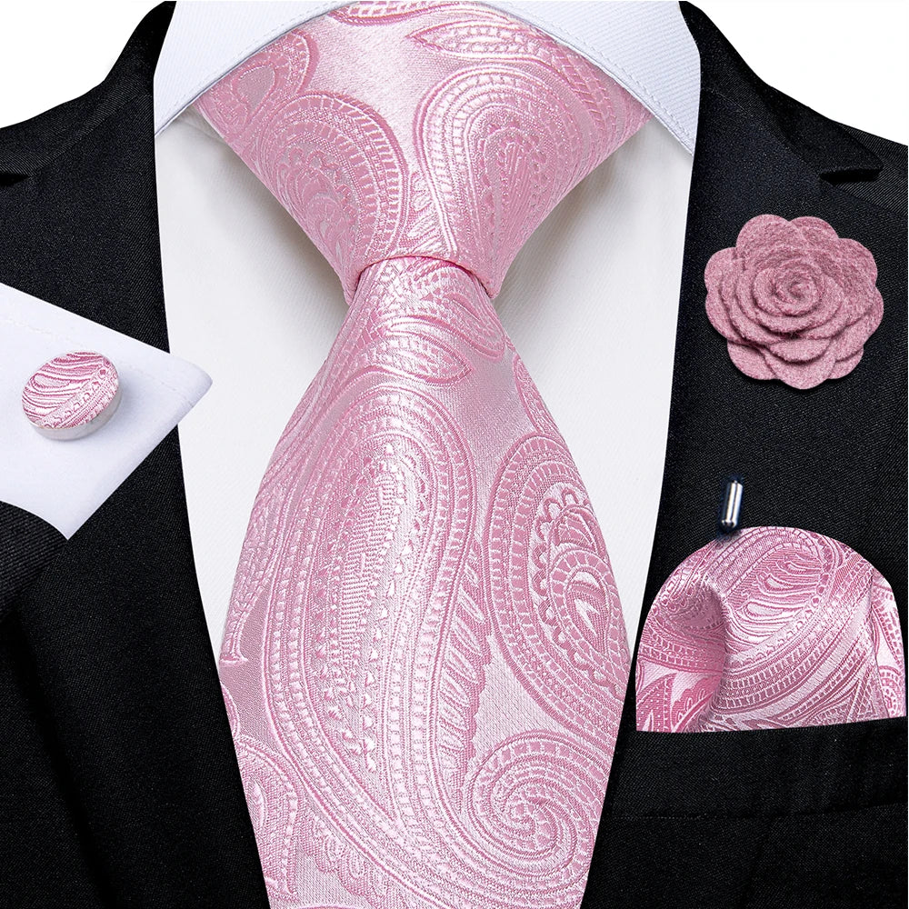 pink paisley tie set