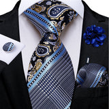 grey paisley stripe tie set