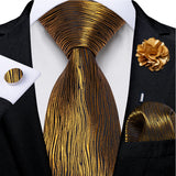 gold line pattern tie set
