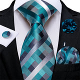 blue grey stripe tie set