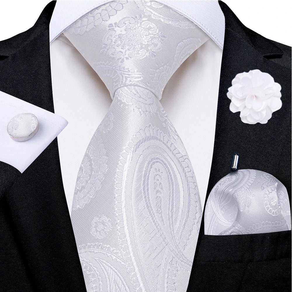 white paisley tie set