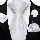 white paisley tie set