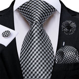 white black stripe tie set