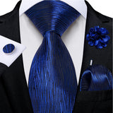 blue line pattern tie set
