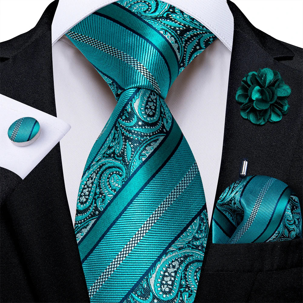 blue paisley tie set