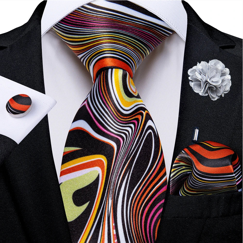 multi color geometric pattern tie set