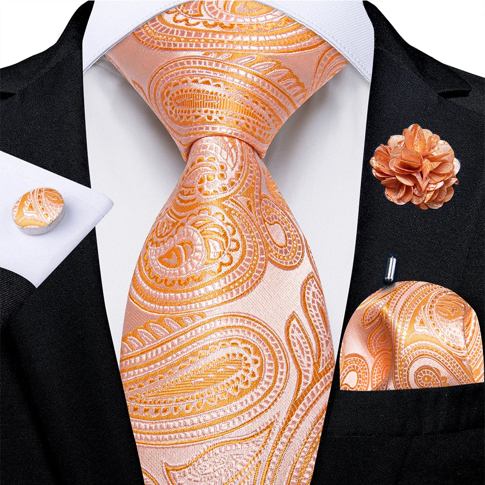 orange paisley tie set