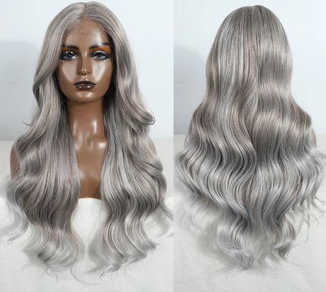 Grey  Body Wave Lace Wig grey