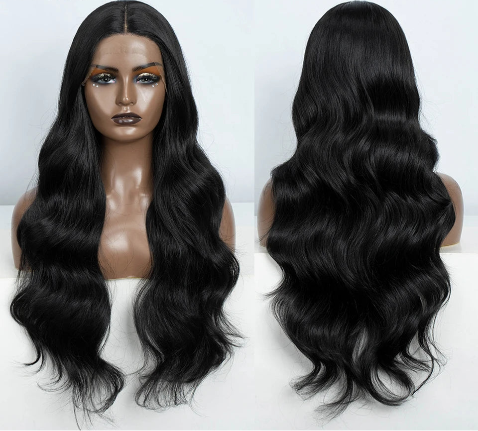 Grey  Body Wave Lace Wig black