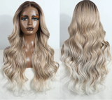 Grey  Body Wave Lace Wig grey