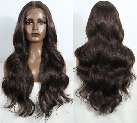 Grey  Body Wave Lace Wig dark brown