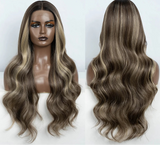 Grey  Body Wave Lace Wig highlights 