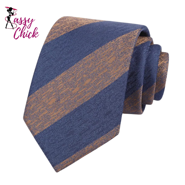 Groom Jacquard Woven 8CM Striped Men's Tie Sassy Chick Logo