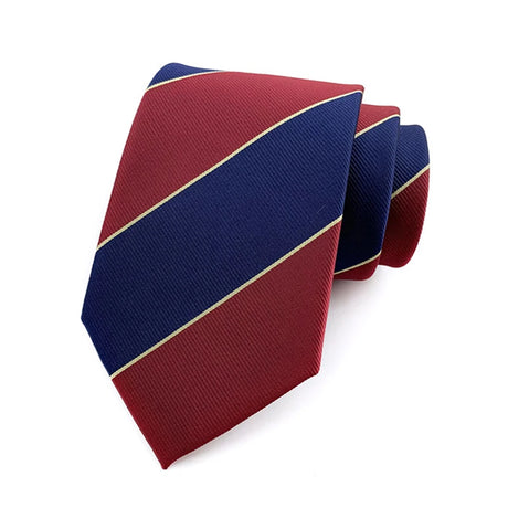 Red Blue Groom Jacquard Woven 8CM Striped Men's Tie