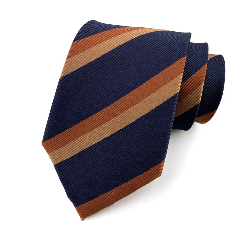 blue brown Groom Jacquard Woven 8CM Striped Men's Tie