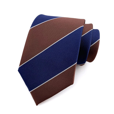 brown blue Groom Jacquard Woven 8CM Striped Men's Tie