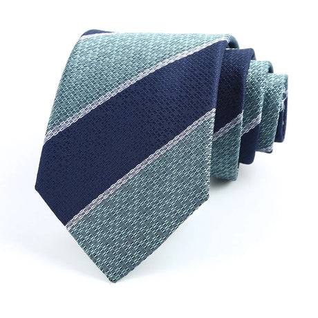 blue green Groom Jacquard Woven 8CM Striped Men's Tie