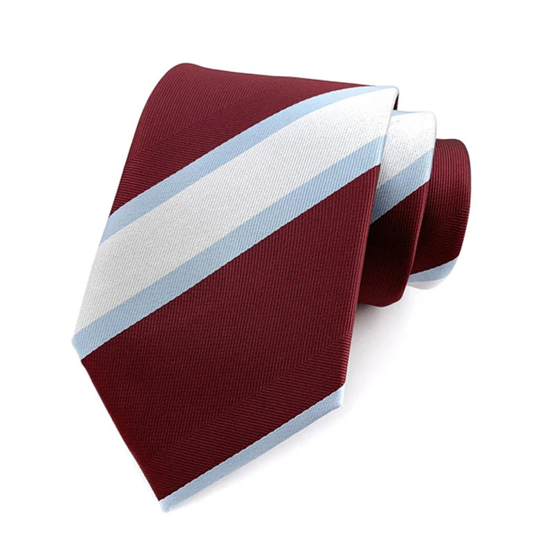 white red Groom Jacquard Woven 8CM Striped Men's Tie