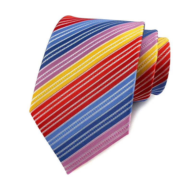 rainbow Groom Jacquard Woven 8CM Striped Men's Tie