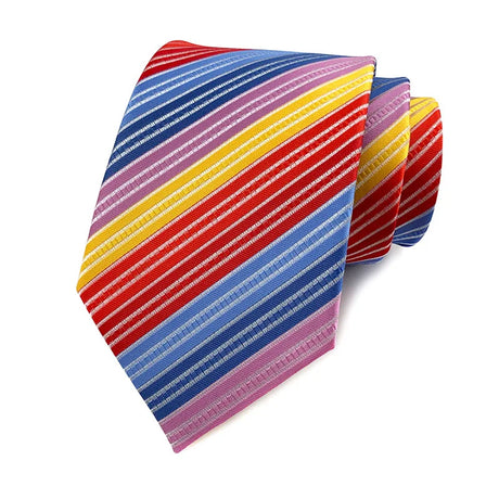 rainbow Groom Jacquard Woven 8CM Striped Men's Tie