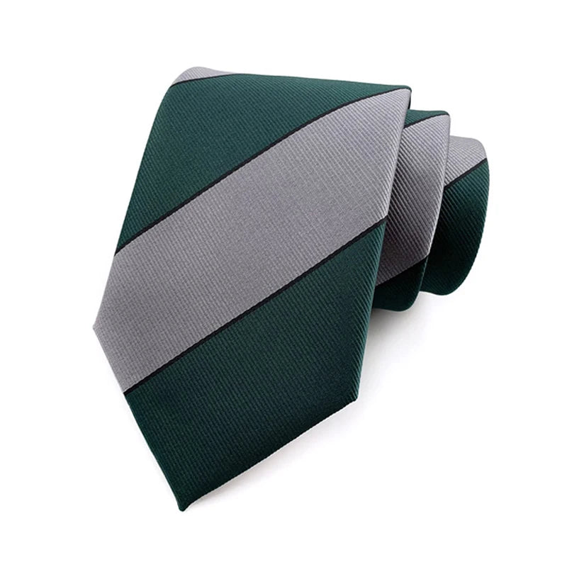 green gray Groom Jacquard Woven 8CM Striped Men's Tie