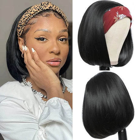 Short Bob Headband Synthetic Hair Wig